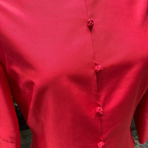 Adrianna Papell Jacket Blazer Sz 8 Red Silk Buttons Half Sleeve Classy Holiday - Picture 15 of 15